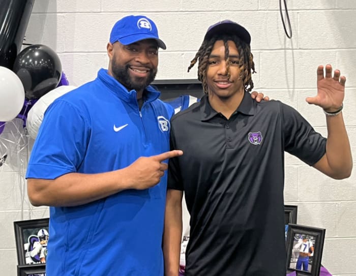 Bryant head coach Quad Sanders is a UCA alum. Wednesday two of his players, including Brenden Bennett (pictured), signed with the Bears. (Photo by Nate Olson)